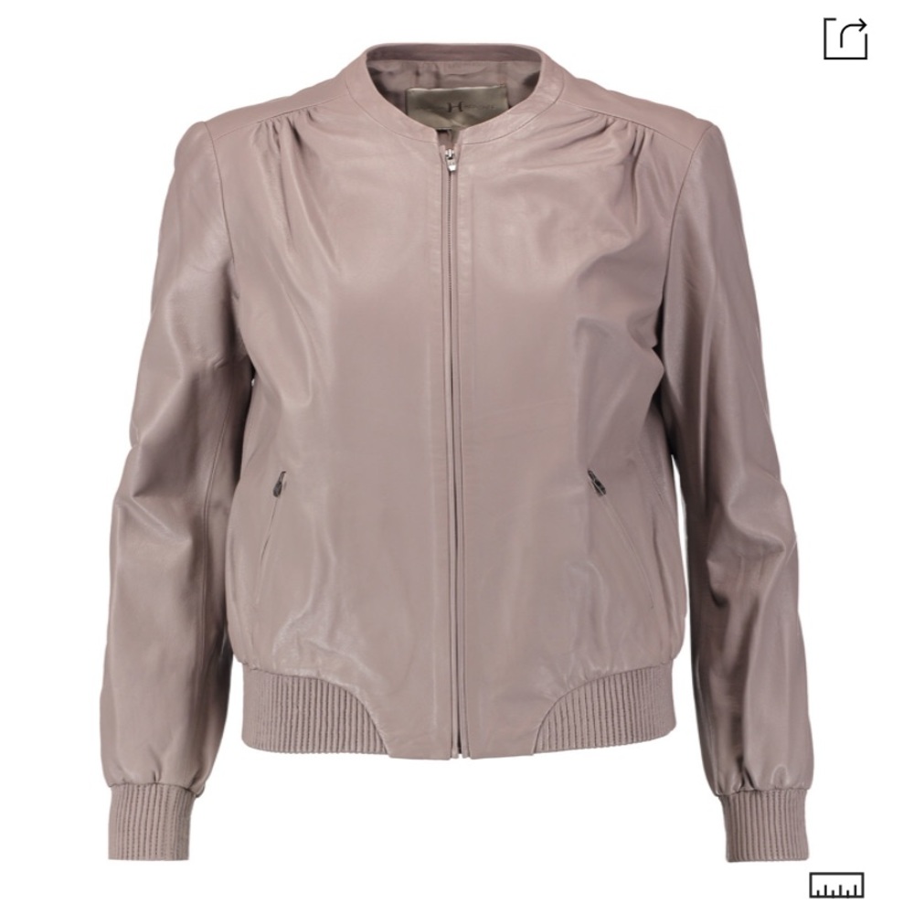 Halston Heritage Leather Bomber Jacket size 10, medium/ large - Picture 10 of 11